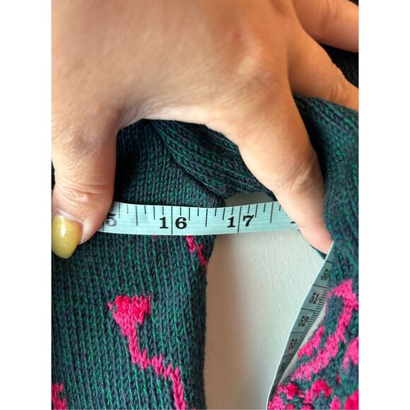 Vintage Women's 80's Cullinane Sweater sz S Embroidery Puff Sleeves Floral Green - Picture 3 of 7